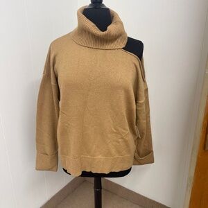 1.STATE Women’s XXL Tan Cold Shoulder Turtleneck Sweater Wild Oak NWT